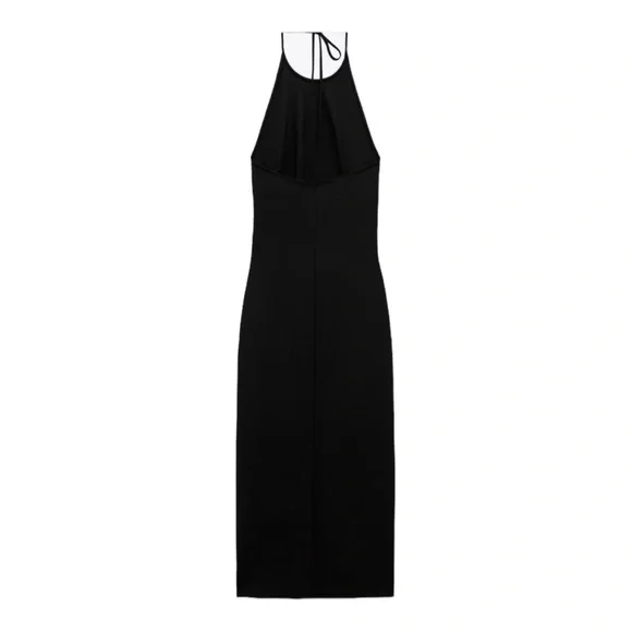 ZARA Pleated Halter Midi Dress - Picture 7 of 12